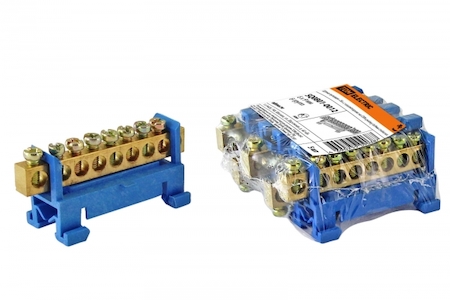 TDM ELECTRIC SQ0801-0012 Шина "N" нулевая с изолятором на DIN-рейку 6x9мм стойка мал. 8 групп TDM